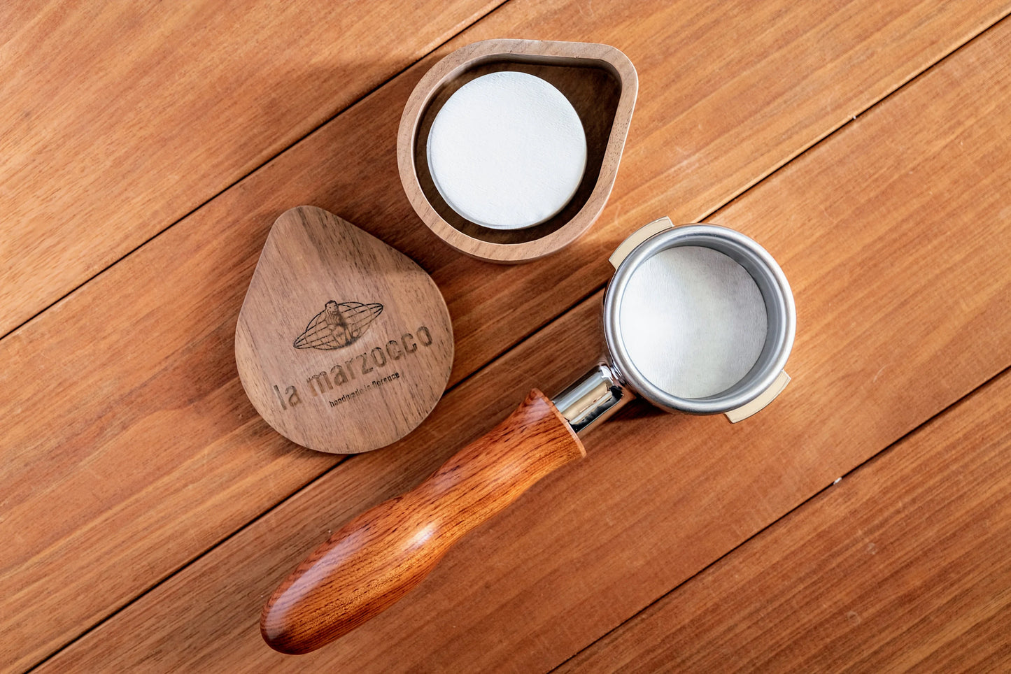 Top and Bottom Puck paper, espresso filters with Walnut storage Box 58mm, 53mm, 51mm