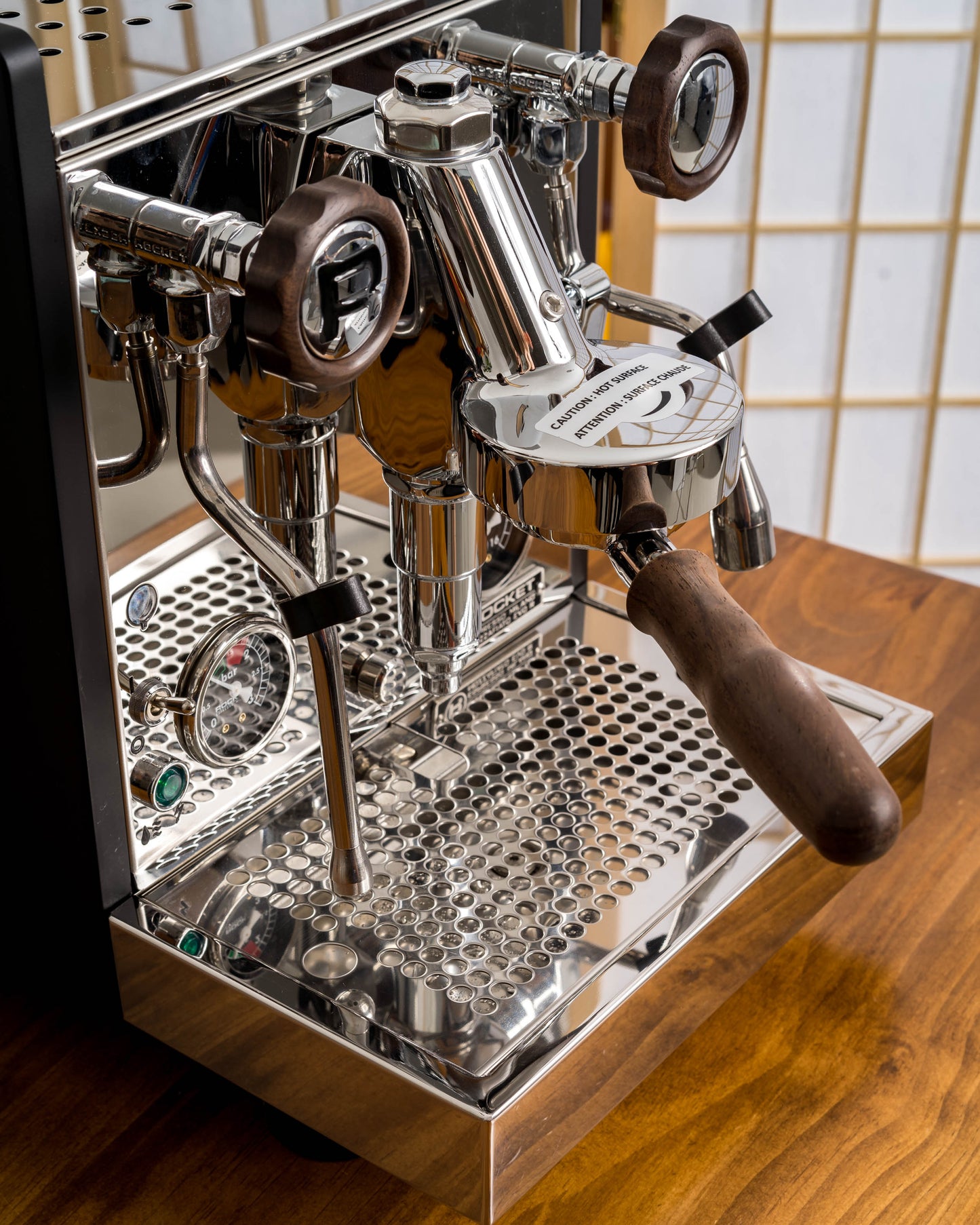 Walnut Rocket Espresso Wood Parts - Engraved Portafilter, 2 Big Knobs and Brewing Lever Knob