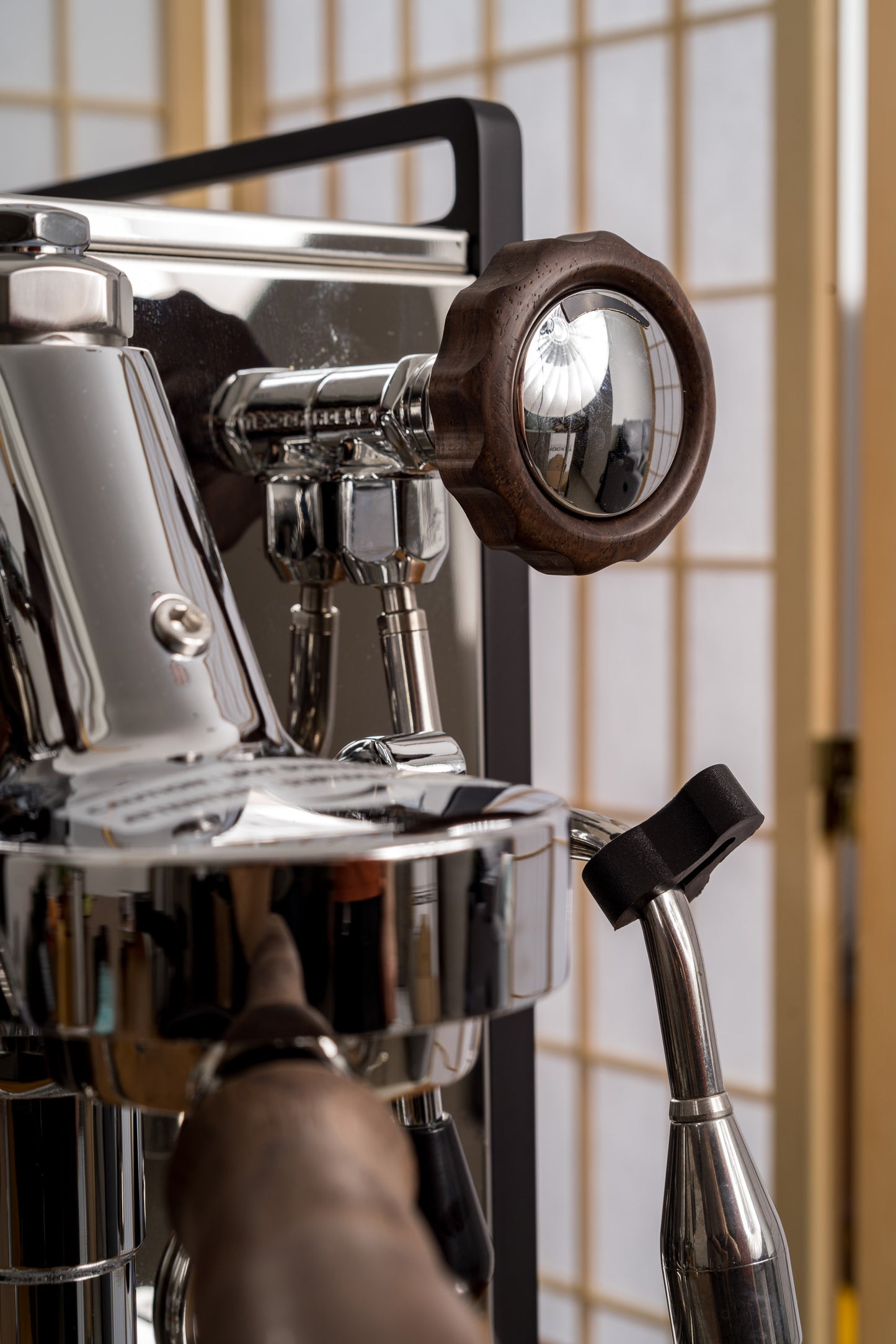 Walnut Rocket Espresso Wood Parts - Engraved Portafilter, 2 Big Knobs and Brewing Lever Knob