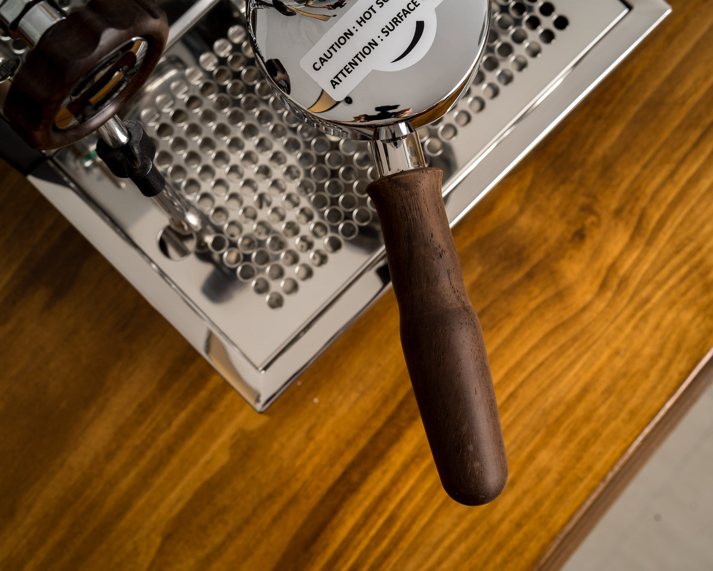 Walnut Rocket Espresso Wood Parts - Engraved Portafilter, 2 Big Knobs and Brewing Lever Knob