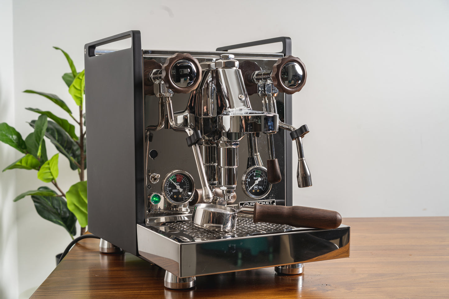 Walnut Rocket Espresso Wood Parts - Engraved Portafilter, 2 Big Knobs and Brewing Lever Knob