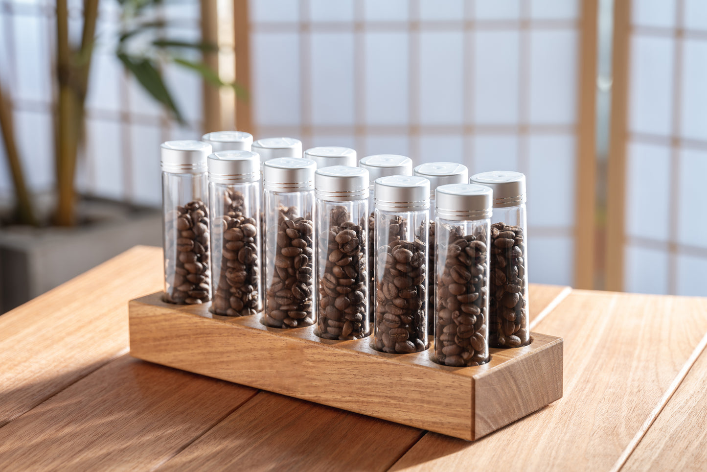 12 Tubes Wood 20g / 25g Coffee Beans Storage Tubes w optional Degas Valve