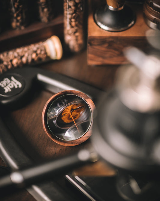 Espresso Shot Mirror Magnetic/ adhesive for Bottomless Portafilter (adjustable) - Walnut/ Bamboo / Maple